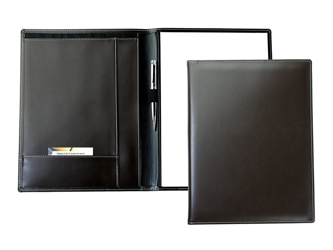 DELMON VARONE - Personalisierbare Schreibmappe DIN A4 aus Cambridge Top Grain Leder braun, Organizer