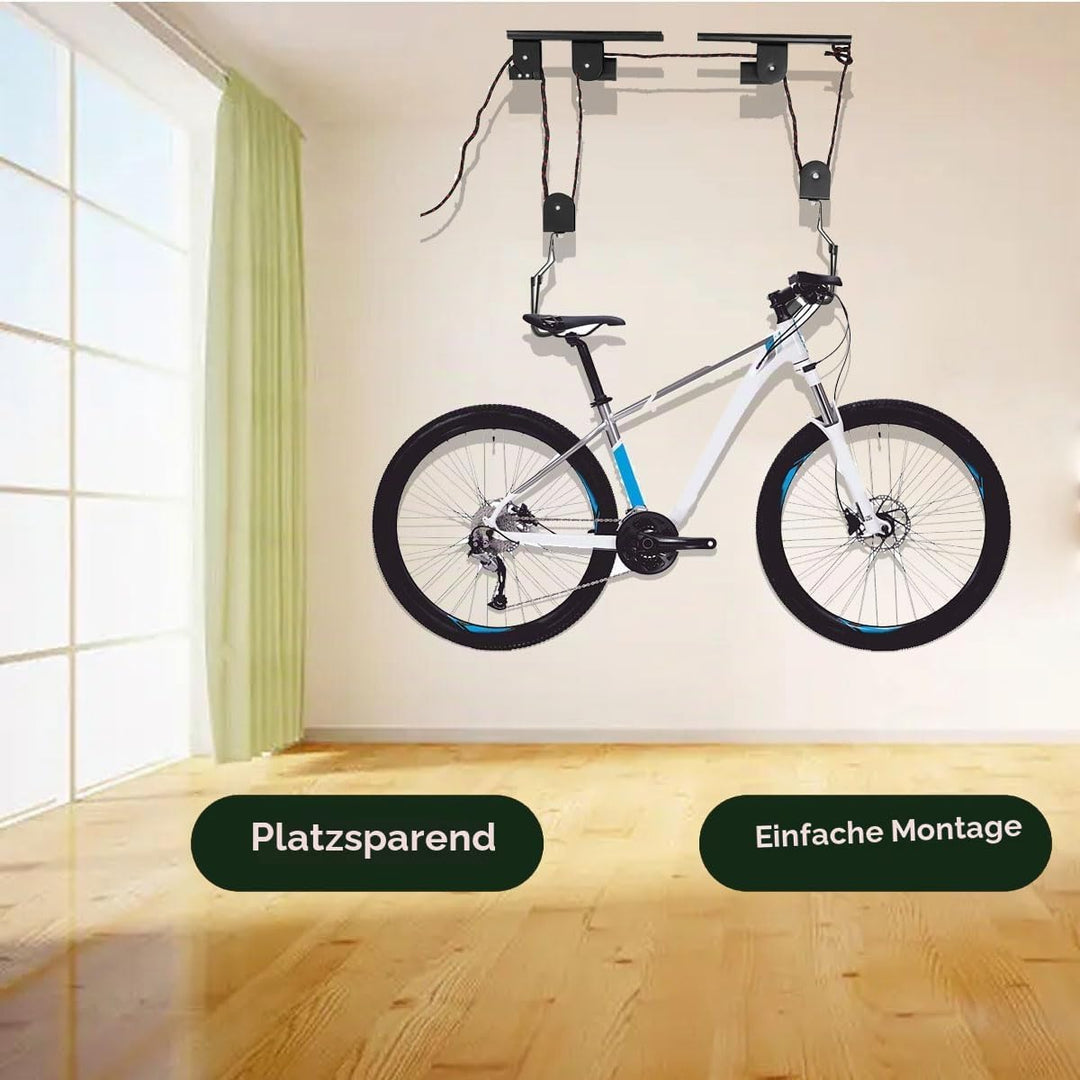 Fahrradlift Flaschenzug 60KG, Fahrrad Deckenhalterung, Fahrradhalterung Seilzug Für fahrräder und E-