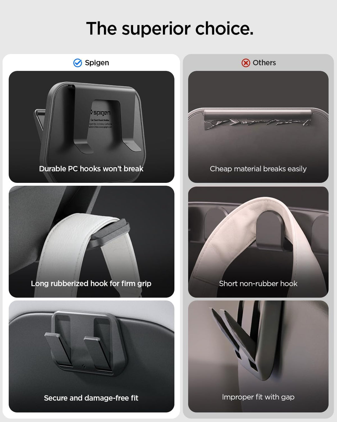 Spigen Autositzhaken [2er-Pack] für Tesla Model Y Juniper 2025 2026 & Model 3 Highland 2024-2026 (Nu