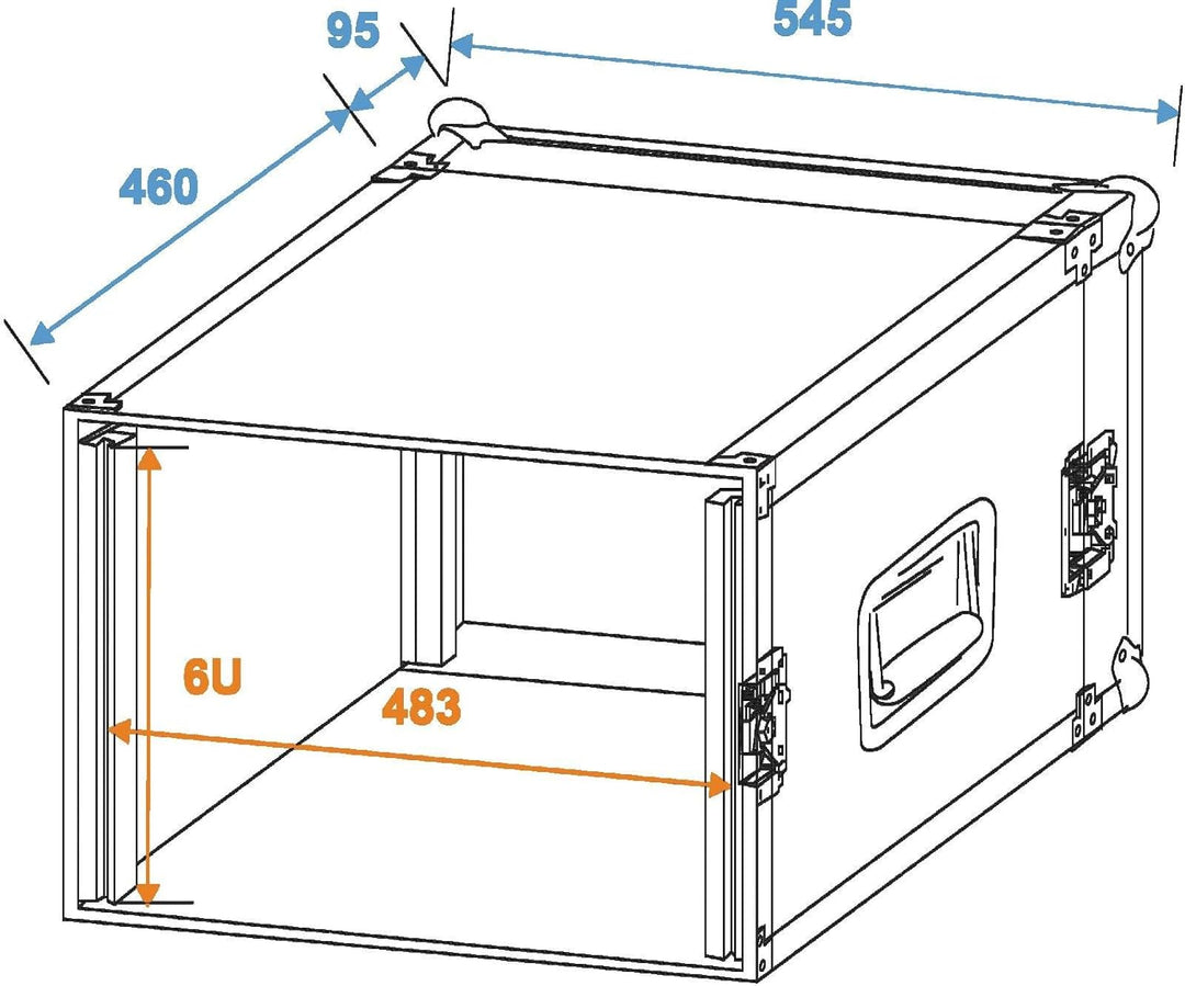 ROADINGER Verstärkerrack PR-2, 6HE, 47cm tief | Flightcase für 483-mm-Geräte (19") | mit mehrschicht
