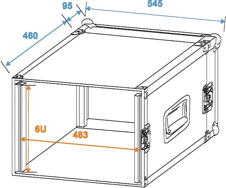 ROADINGER Verstärkerrack PR-2, 6HE, 47cm tief | Flightcase für 483-mm-Geräte (19") | mit mehrschicht