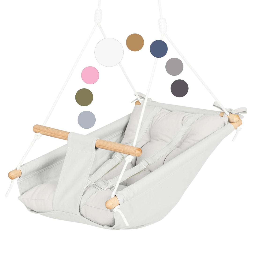 Leinwand Baby Hängematte Schaukel von Cateam - Hängende Schaukel aus Holz für Baby mit Sicherheitsgu