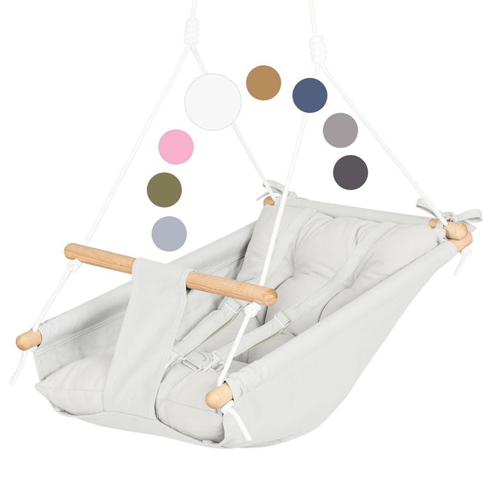 Leinwand Baby Hängematte Schaukel von Cateam - Hängende Schaukel aus Holz für Baby mit Sicherheitsgu