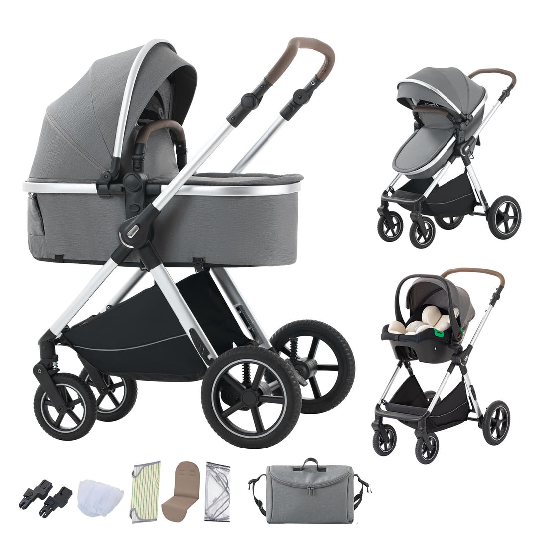 BEBBY Kombikinderwagen 3 in 1 Reisesysteme Standardkinderwagen Kinderwagen Buggy Neugeborener Tragba