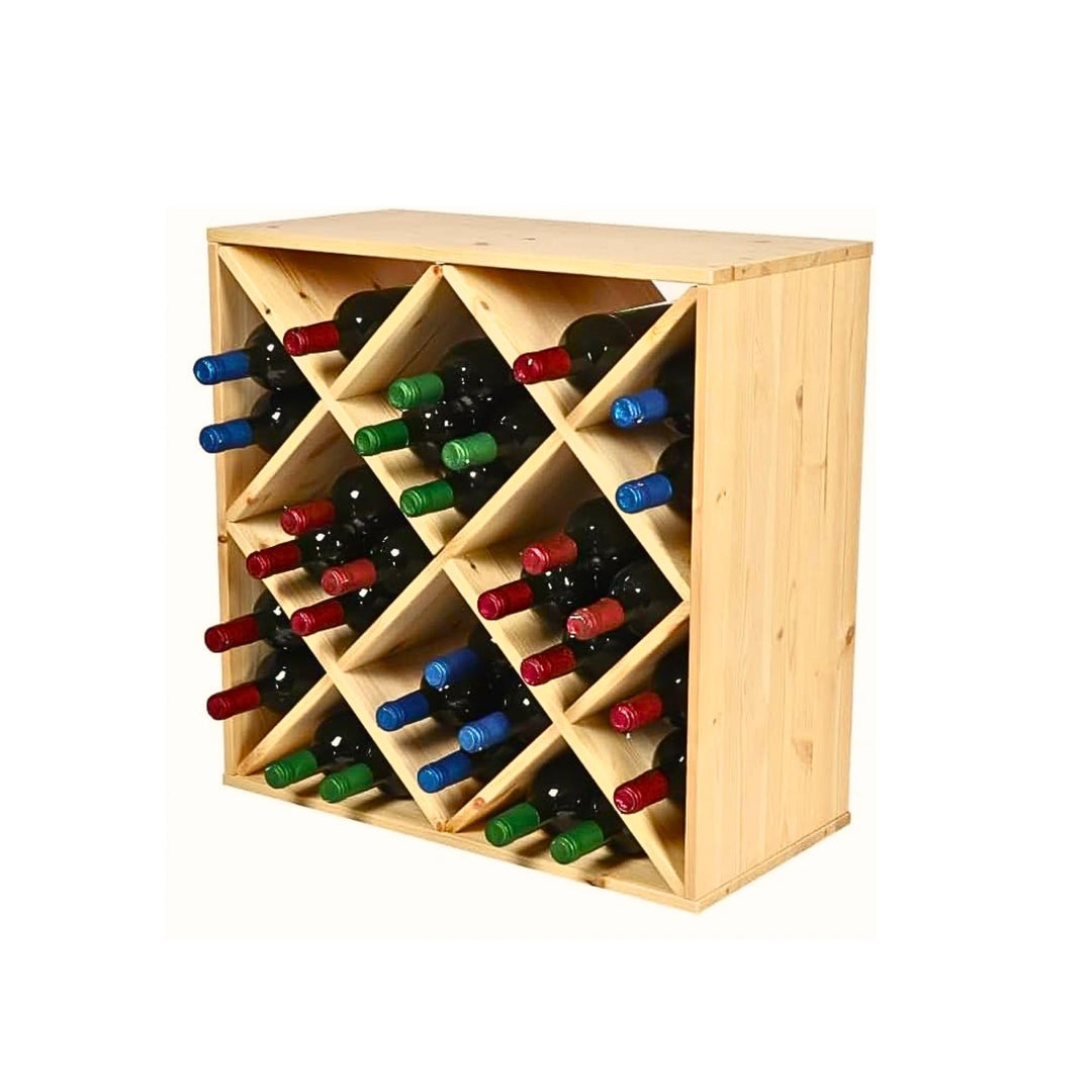 PROREGAL Modulares Weinregal VINCELLAR MOD | HxBxT 60x60x30cm | Rauten Modul für 30 Flaschen| Massiv