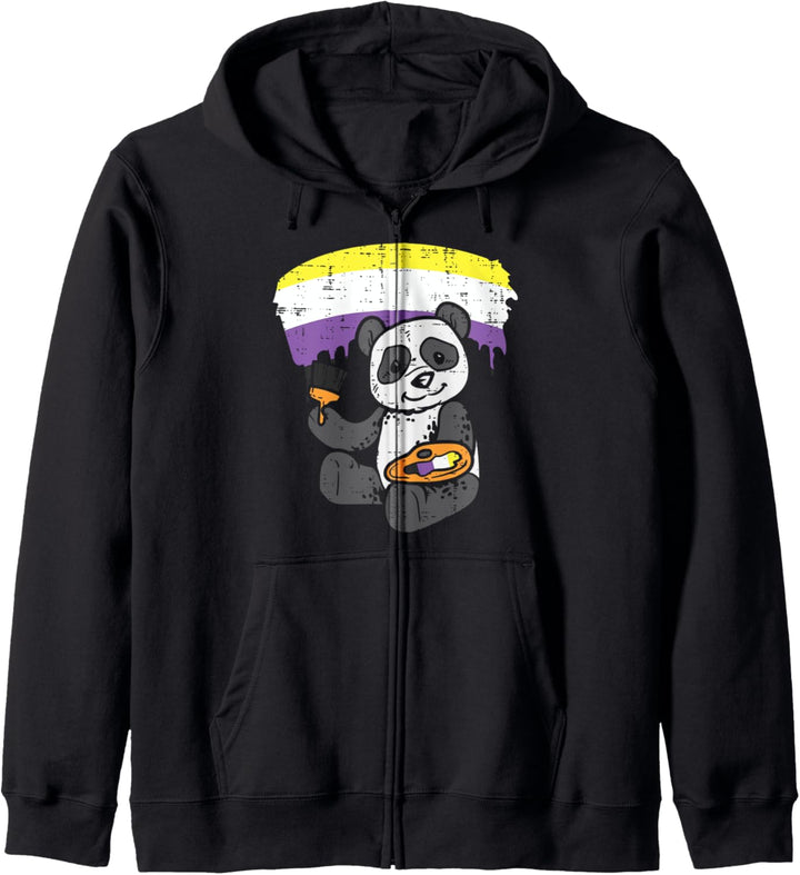 Panda Painting Animal LGBTQ Non-Binary Flag Genderqueer Kapuzenjacke