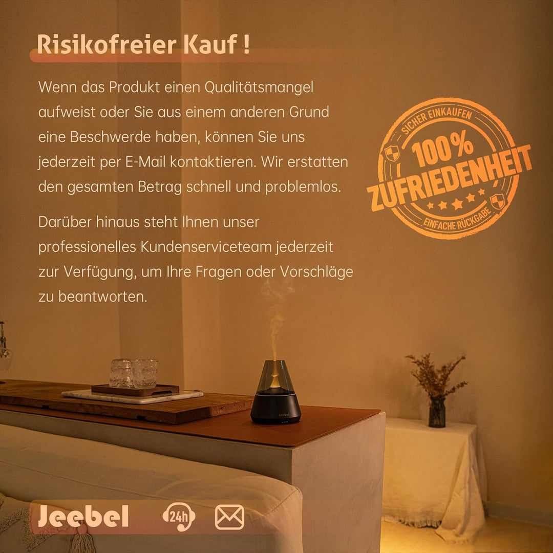 Aroma Diffuser für Ätherische Öle - 300ml Moderner Diffusor mit Farbigen LED Flamme Variation, USB-C