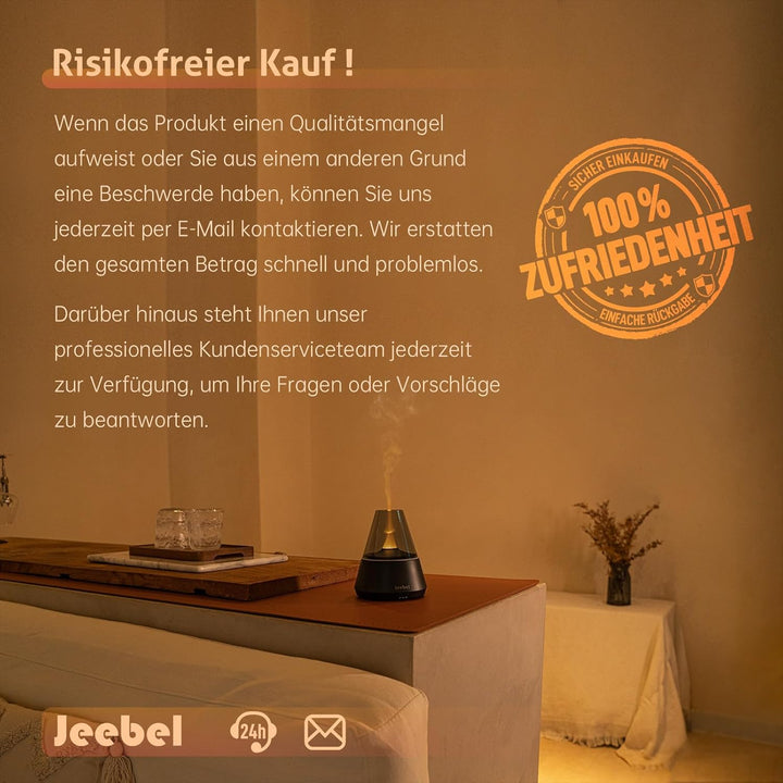 Aroma Diffuser für Ätherische Öle - 300ml Moderner Diffusor mit Farbigen LED Flamme Variation, USB-C