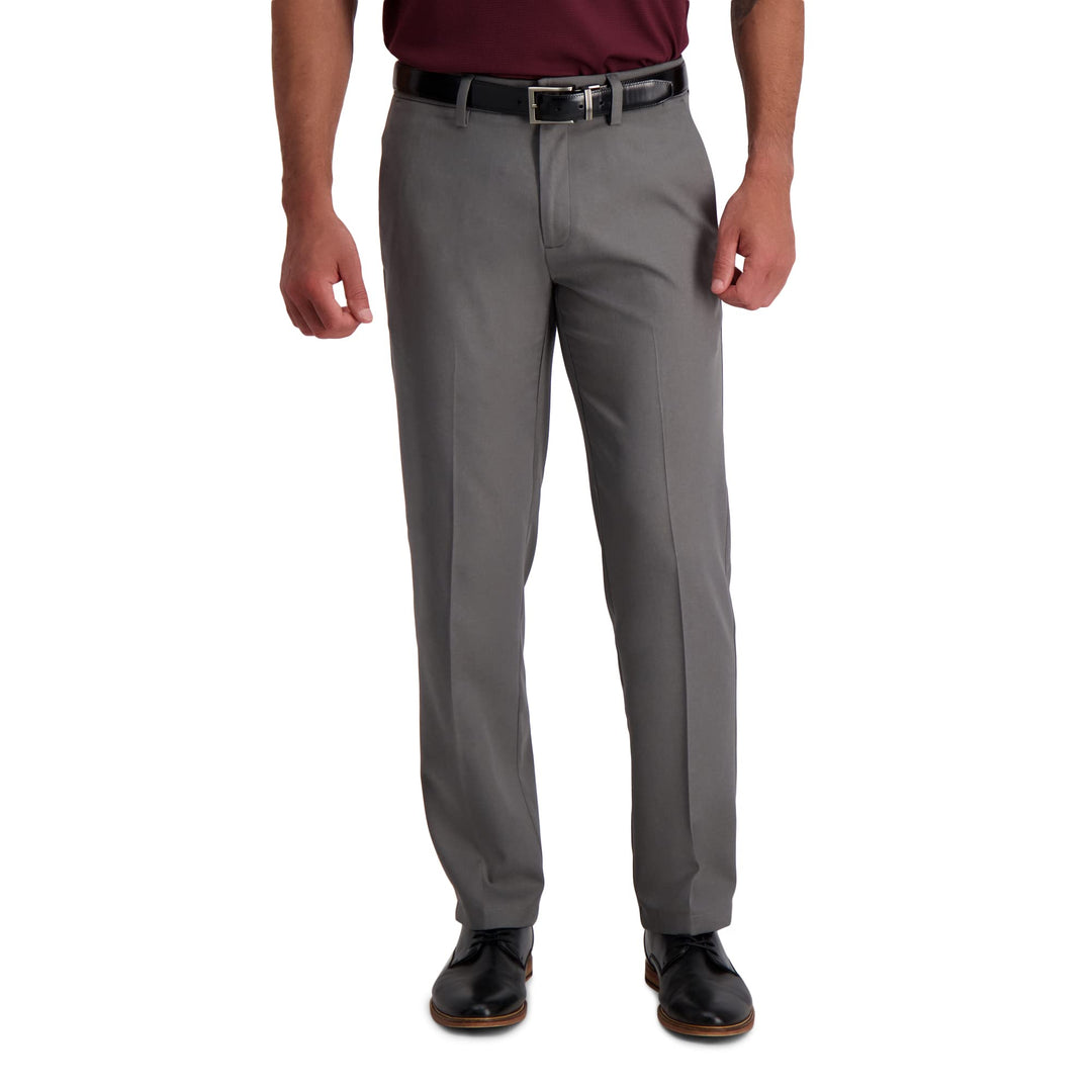 Haggar Herren Lässige Hose Cool 18 Pro Straight Fit Flat Front Freizeithose 30W / 30L Meliert, Grau,