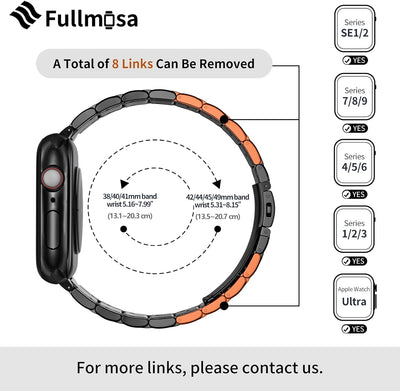 Fullmosa Kompatibel mit Apple Watch Armband 40mm 41mm 38mm Series SE 9 8 7 6 5 4 3 2 1, Edelstahl Ap