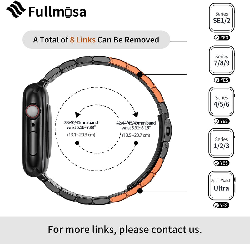 Fullmosa Kompatibel mit Apple Watch Armband 40mm 41mm 38mm Series SE 9 8 7 6 5 4 3 2 1, Edelstahl Ap