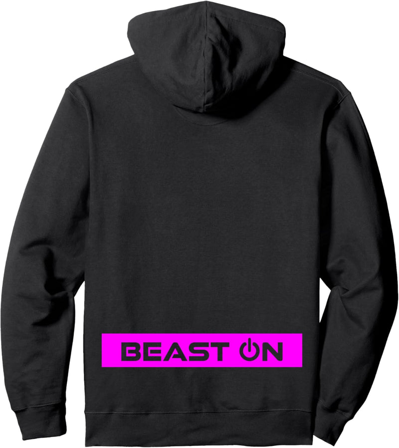 Beast ON Rücken Motiv pinke Farbe Fitness Gym Motivation Pullover Hoodie