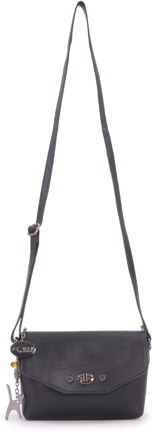 Catwalk Collection Handbags - Leder - Klien Umhängetasche/Schultertasche - FLORENCE Schwarz Cs, Schw