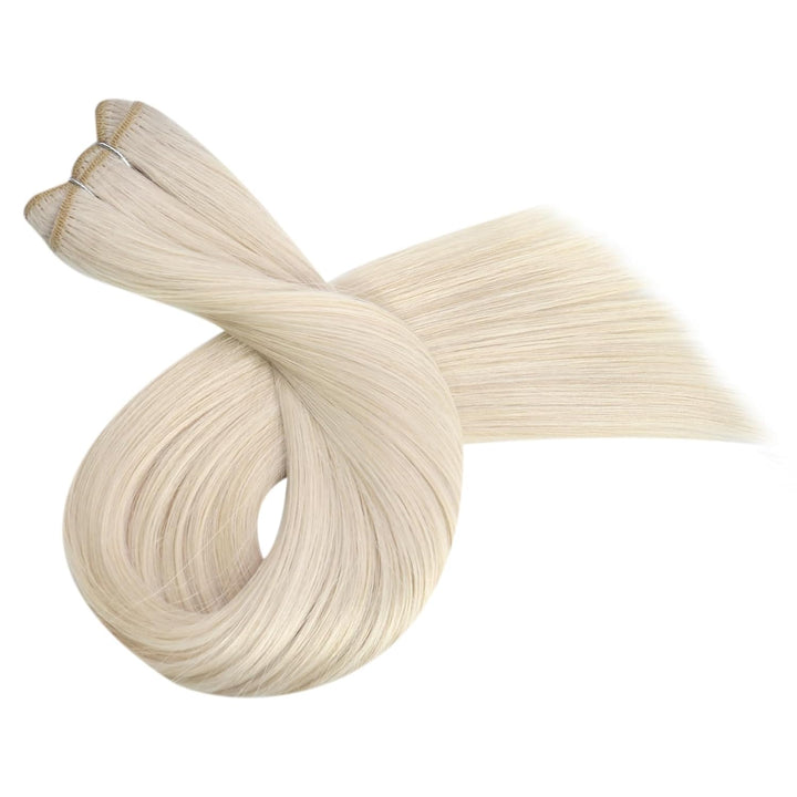 Ugeat Haartressen Extensions Echthaar Blond Sew in Weft Human Hair Echthaar Tressen Extensions Weiss