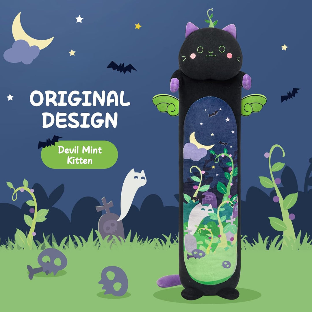 Mewaii 50CM Kuscheltier Kawaii Katzen Plüschkissen Schwarz Stofftiere Lang Kätzchen Plüschtier Ausge