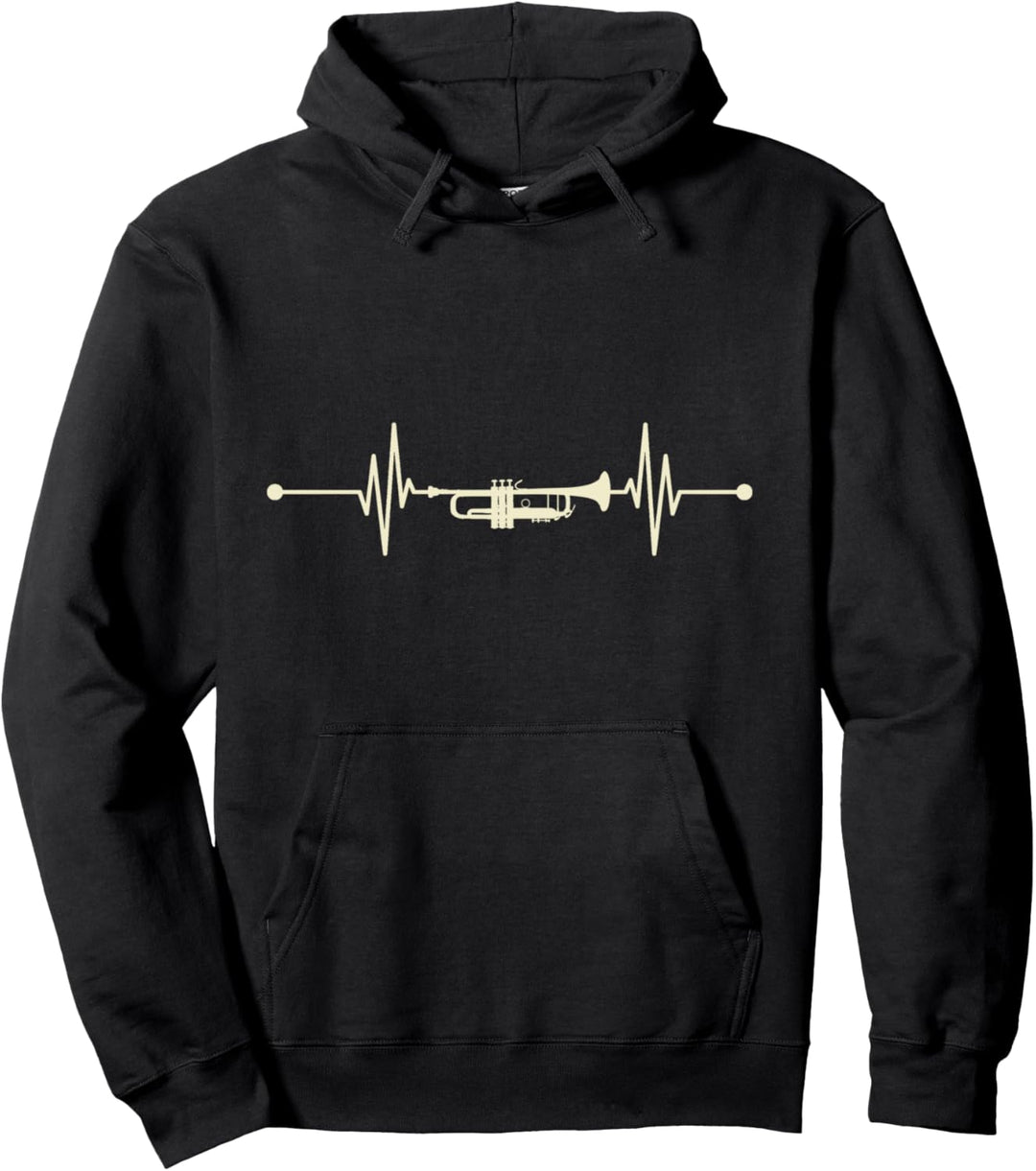 Jazz Musik Geschenk Trompeter Herzschlag Trompete Pullover Hoodie