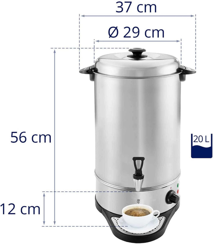 Royal Catering RCWK 20A Glühweinkocher Heissgetränkeautomat 20 L - 21,5 L 2200 W Edelstahl Abtropfsc