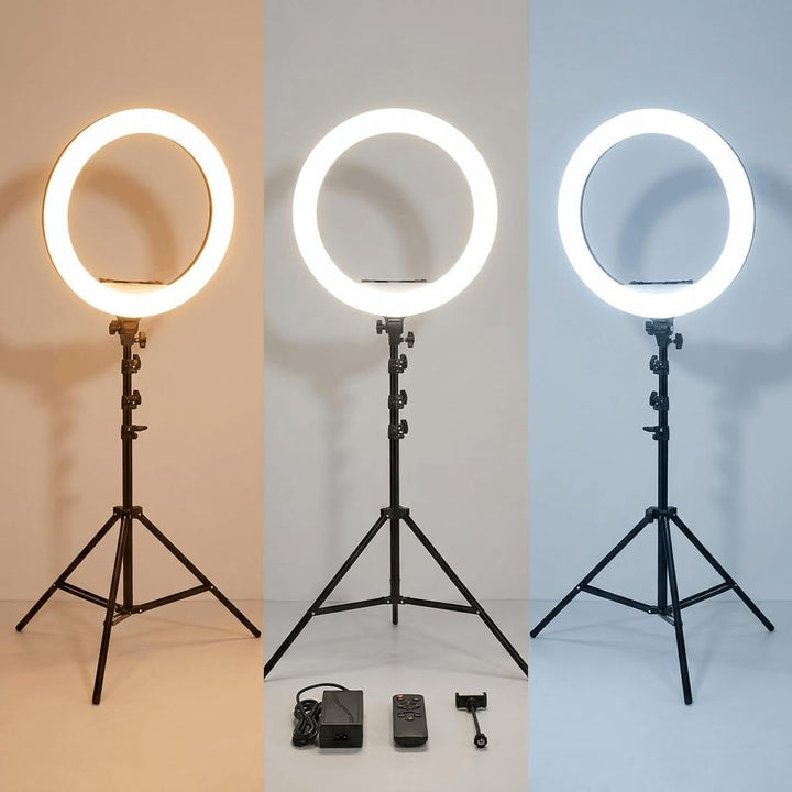 Luminate 56cm / 22 Zoll Ringlicht mit Stativ für professionelle, grossflächige Beleuchtung, Werbevid