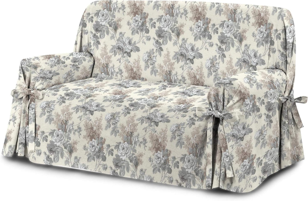 HomeLife Sofabezug Beige & Couch Überzug | weicher Sessel & Sofa Überzug & Sofaüberwurf Decke Blumen