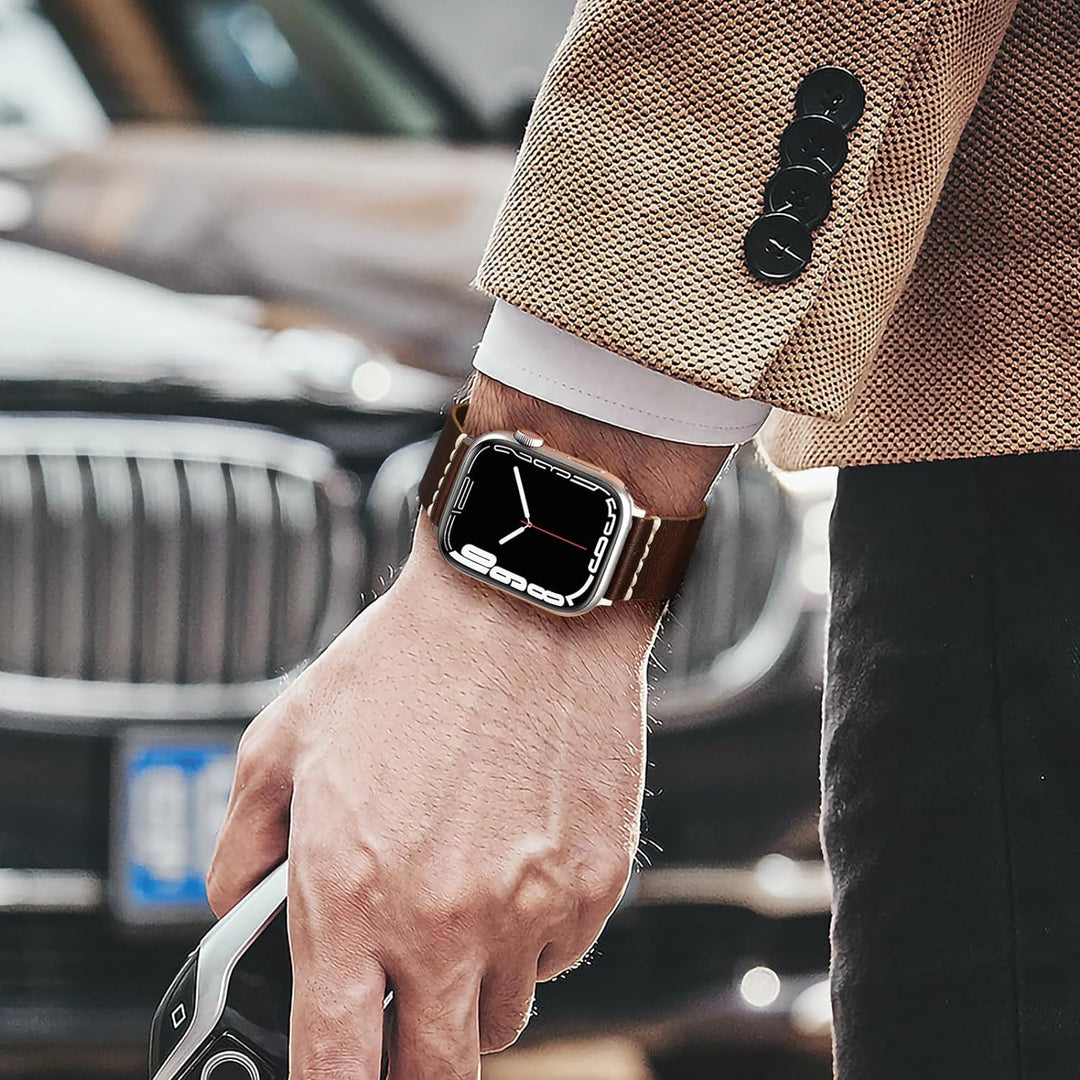 Bandsie Lederarmband kompatibel mit Apple Watch Armband 41mm 40mm 38mm für Männer/Frauen, Klassisch