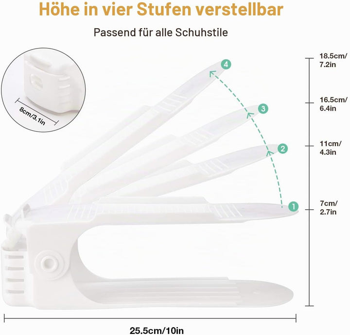 Schuhorganizer Platzsparend, 20 Stück Verstellbare Schuhstapler Platzsparend Schuh Organizer für Sch
