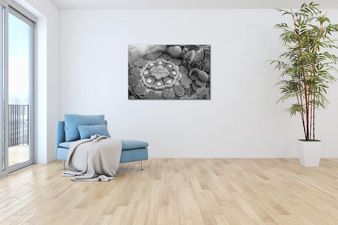 deyoli Erntedankfest Kürbis Kekse Format: 60x40 Effekt: Schwarz&amp;Weiss als Leinwandbild, Motiv fertig