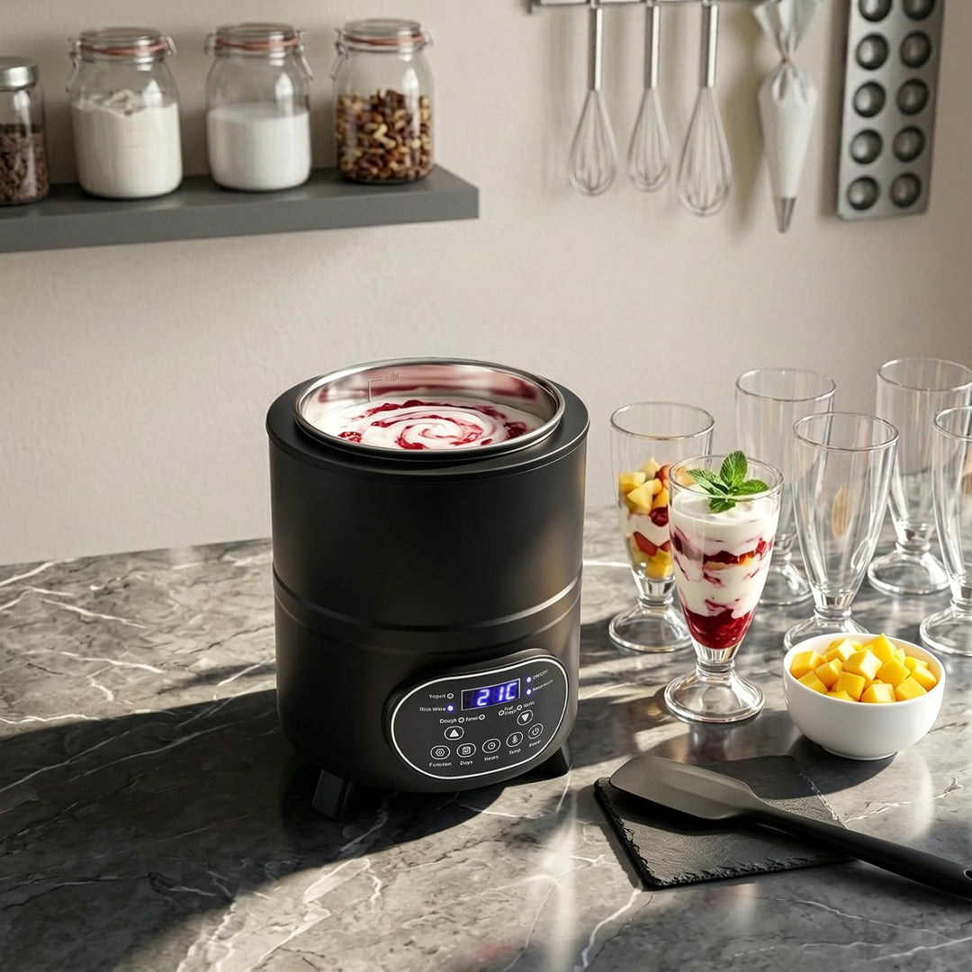 Joghurtmaschine 8 Liter, Edelstahl 304, Joghurtbereiter mit Temperaturregelung 25-80°C, für Fruchtes