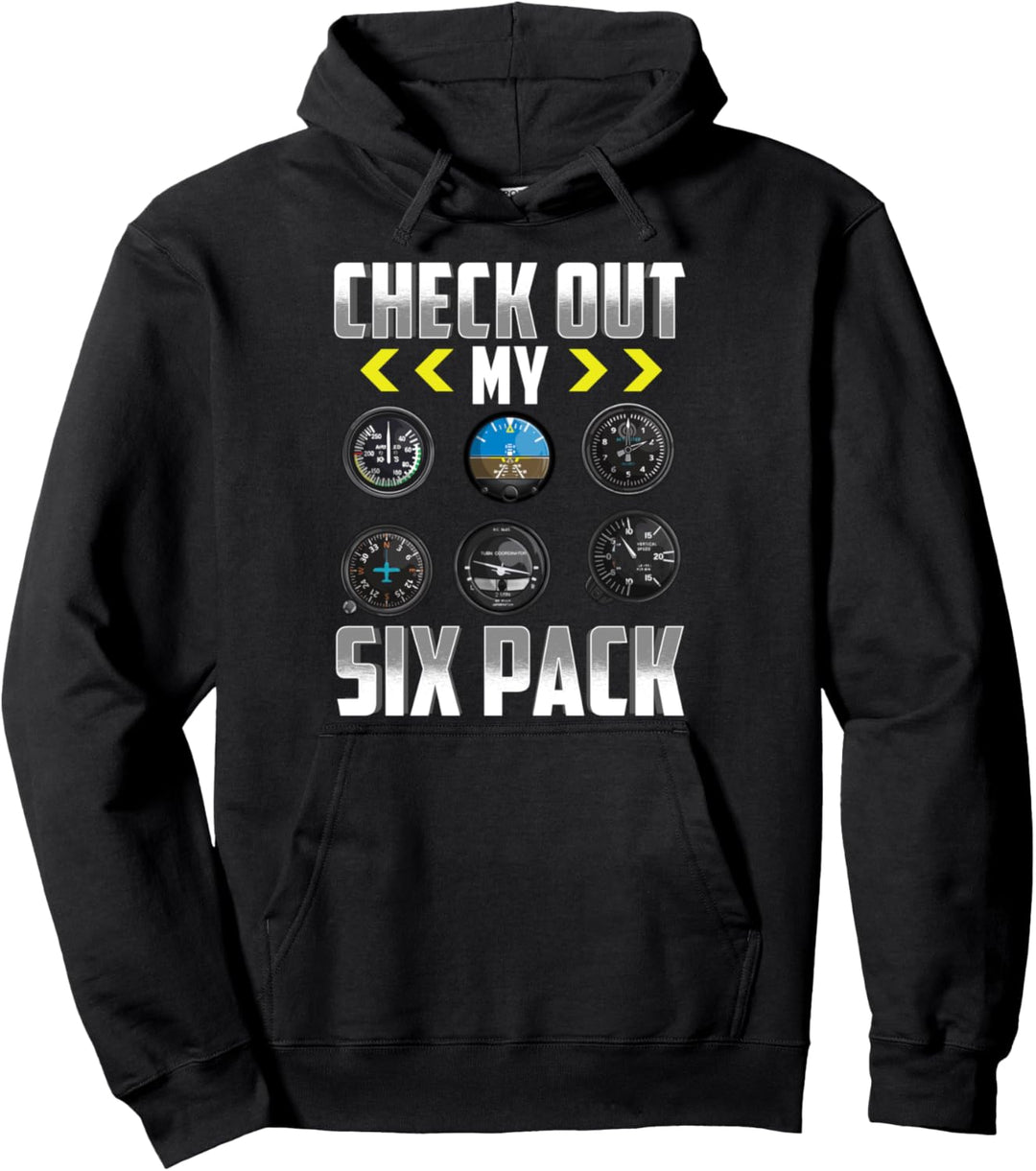 Funny Check Out My Six Pack Airplane Pilot Aviation Pullover Hoodie