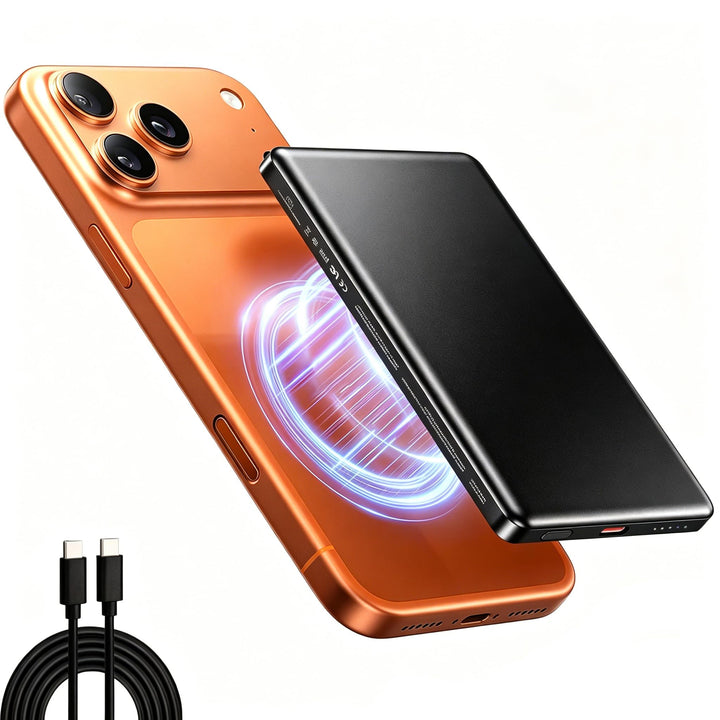 0.88cm Magnetisches Powerbank 5000 mAh, Ultraflaches Slim Wireless Power Bank, 20W PD-Schnellladung