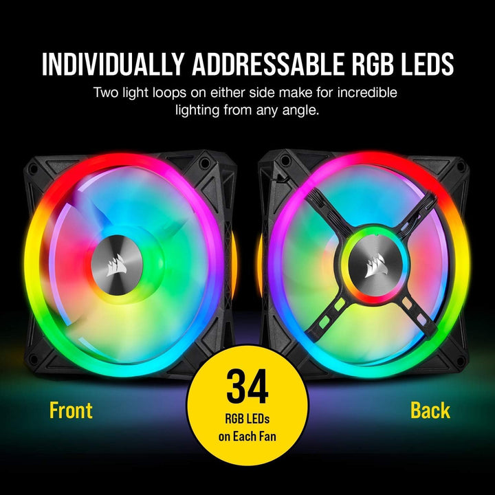 Corsair iCUE QL120 RGB, 120-mm-LED-PWM-Lüfter (für Desktop, 68 Einzeln Ansteuerbare, Schwindigkeiten