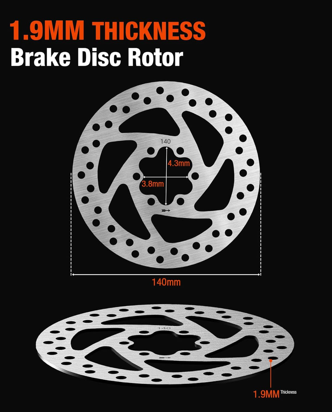 140mm Scooter-Bremsscheibenbremsbelag 6 Löcher Rund Kompatibel mit Kukirin G2 MAX / G2 PRO KickScoot