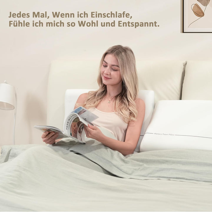 Winthome Memory Foam Kissen mit Kissenbezug, Nackenstützkissen mit Soft &amp; Fest Seite Wählbar, 0 Kleb