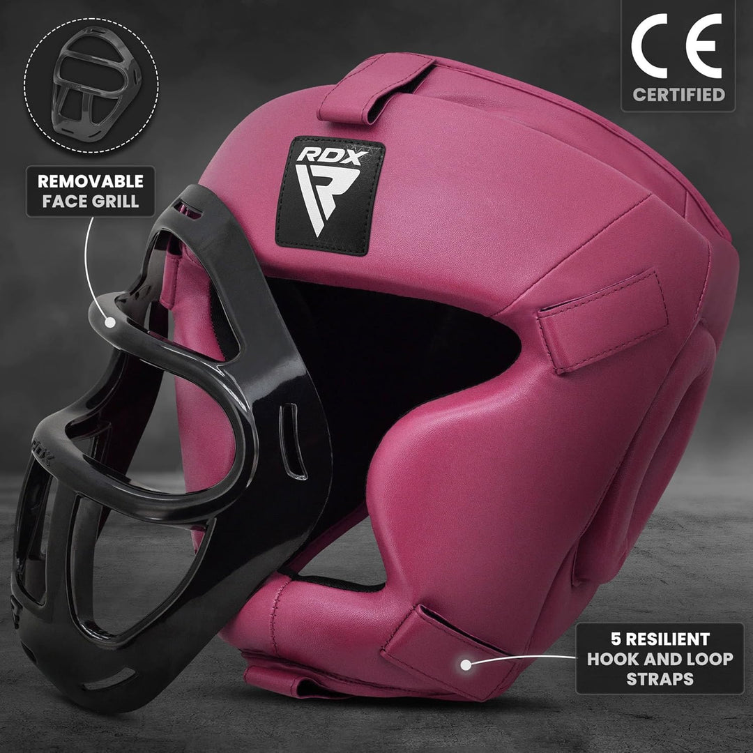 RDX Kopfschutz Boxen Gitter, Maya Hide Leder, MMA Kickboxen Kampfsport Thaiboxen Gesichtsschutz, Box