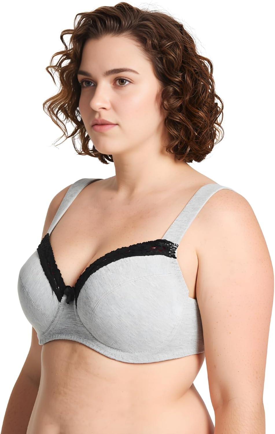 Curve Muse Damen-BH, ungefüttert, Balconette, Baumwolle, Spitze, Übergrösse, 2er- oder 3er-Pack 75D