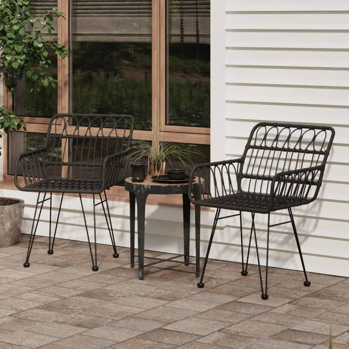 vidaXL Gartenstühle 2 STK. mit Armlehnen Schwarz 56x64x80 cm PE-Rattan, Schwarz