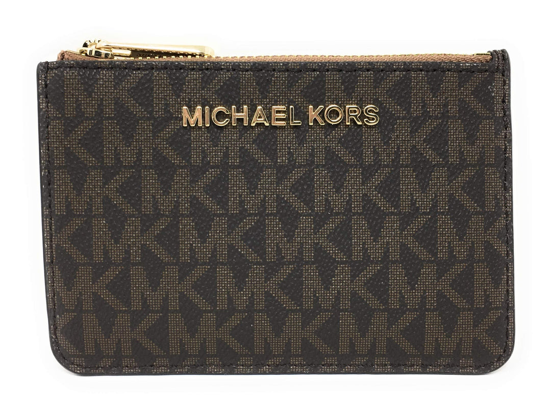 Michael Kors Jet Set Travel Kleine Tasche mit Reissverschluss und Ausweishalter – Twill PVC beschich
