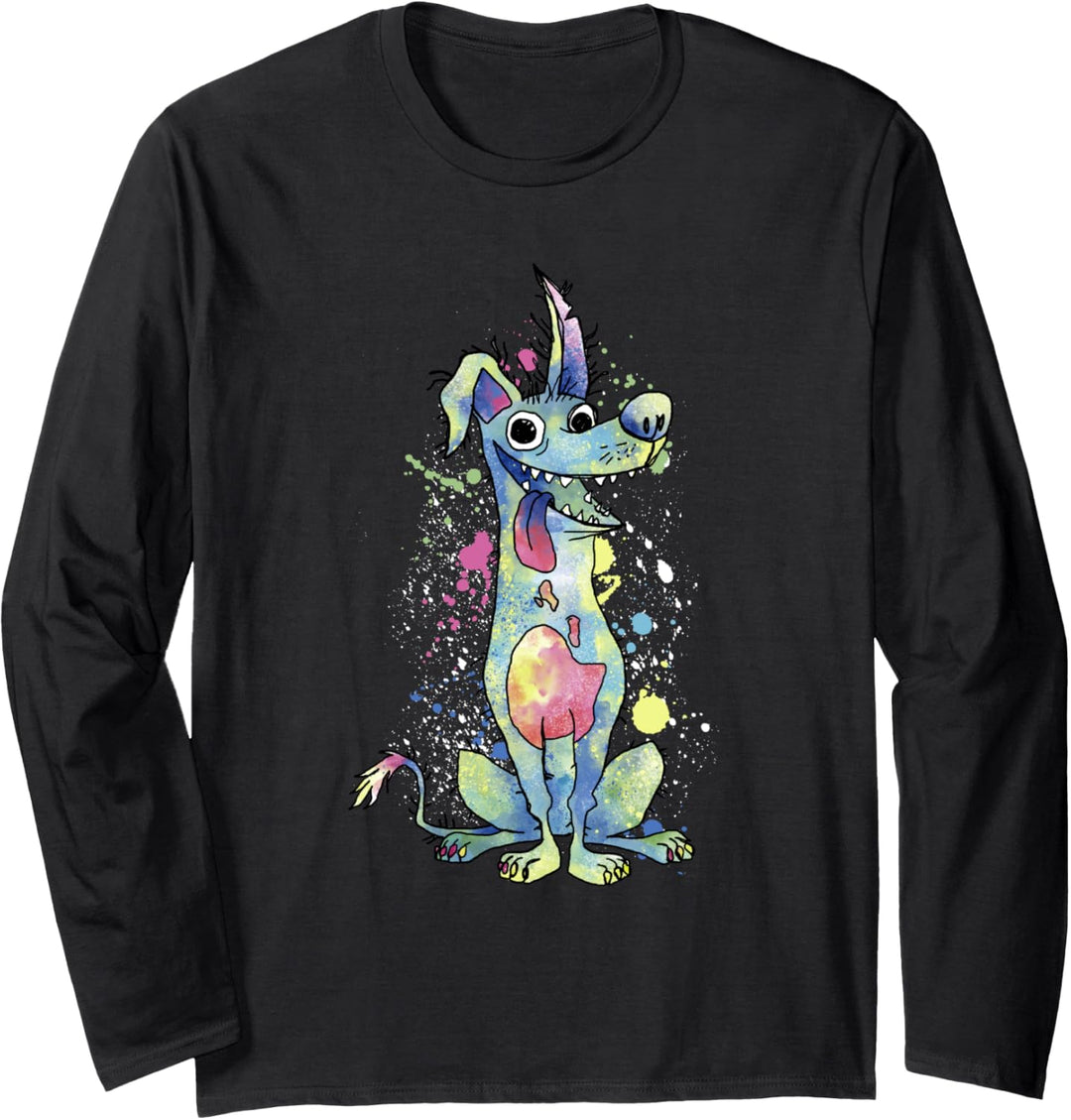Disney Pixar Coco Dante Lächelndes Verspritzt Aquarell Langarmshirt