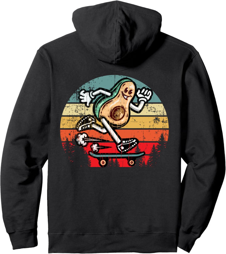 Avocado Skateboard Retro Vintage Sonnenuntergang Hüfte Pullover Hoodie