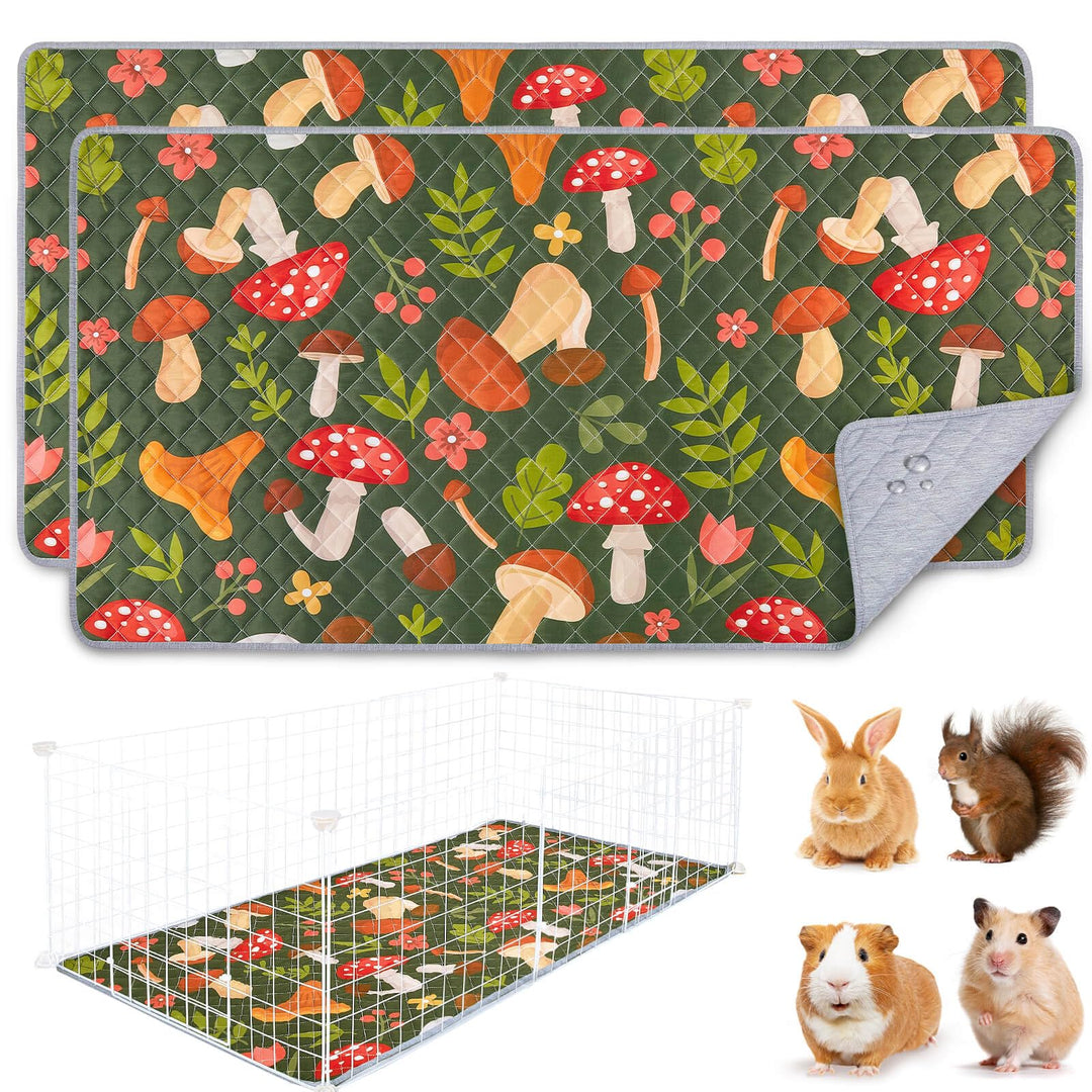 2 Pack Wiederverwendbare Unterlage für Meerschweinchen,Waschbar,Kleintier Matten für Kaninchen,Hamst