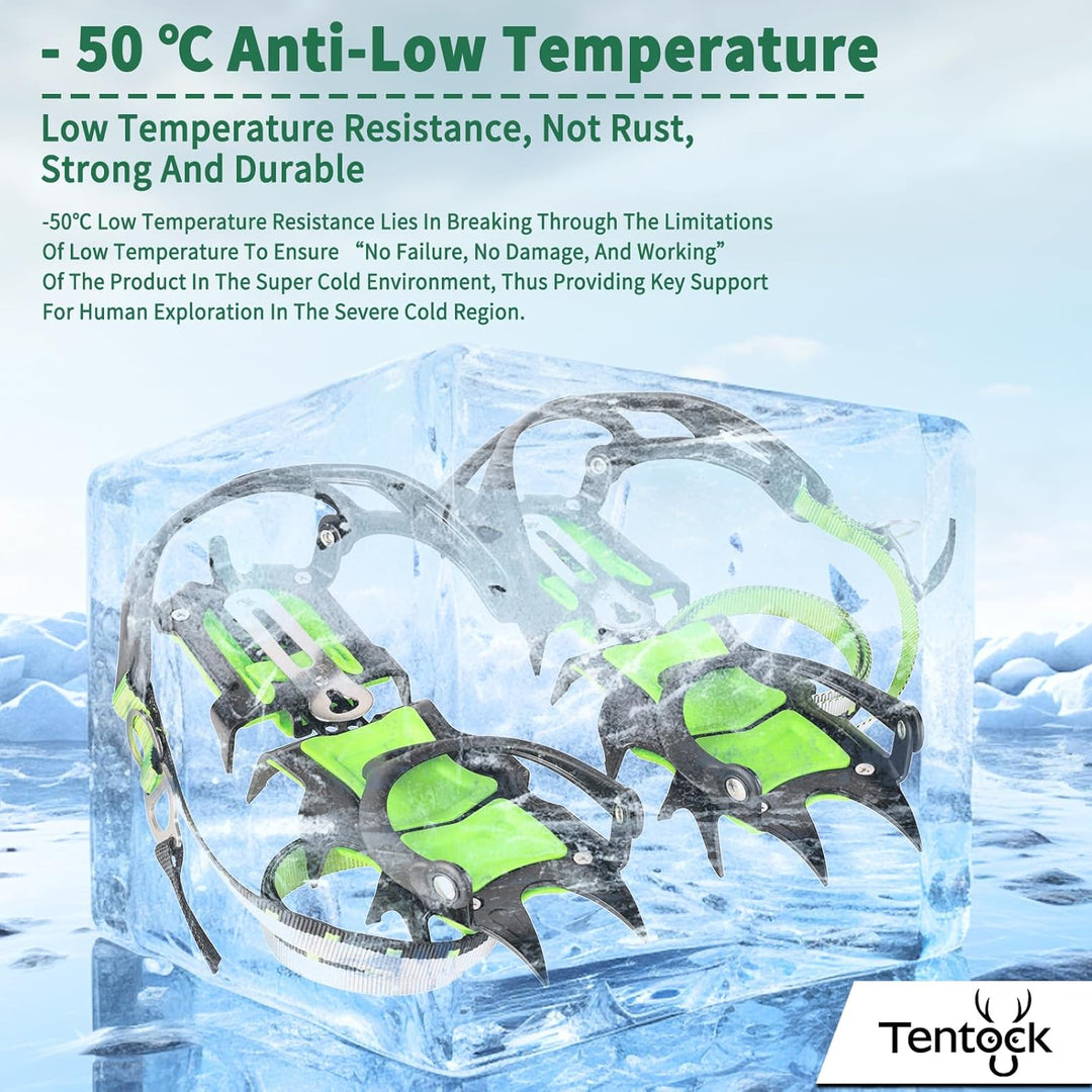 Tentock Steigeisen für Bergschuhe, Edelstahl Schuhspikes Crampons Anti-rutsch Eisklampe Steigeisen m