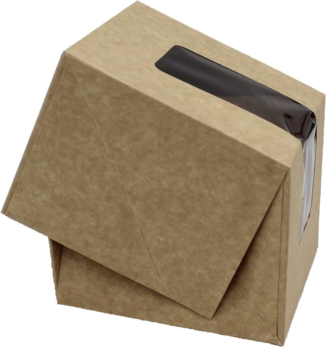 BAMI Tortenkarton | Kuchenkarton | Konditorkarton | Tortenbox | Vollpappe, braun mit Sichtfensterdec