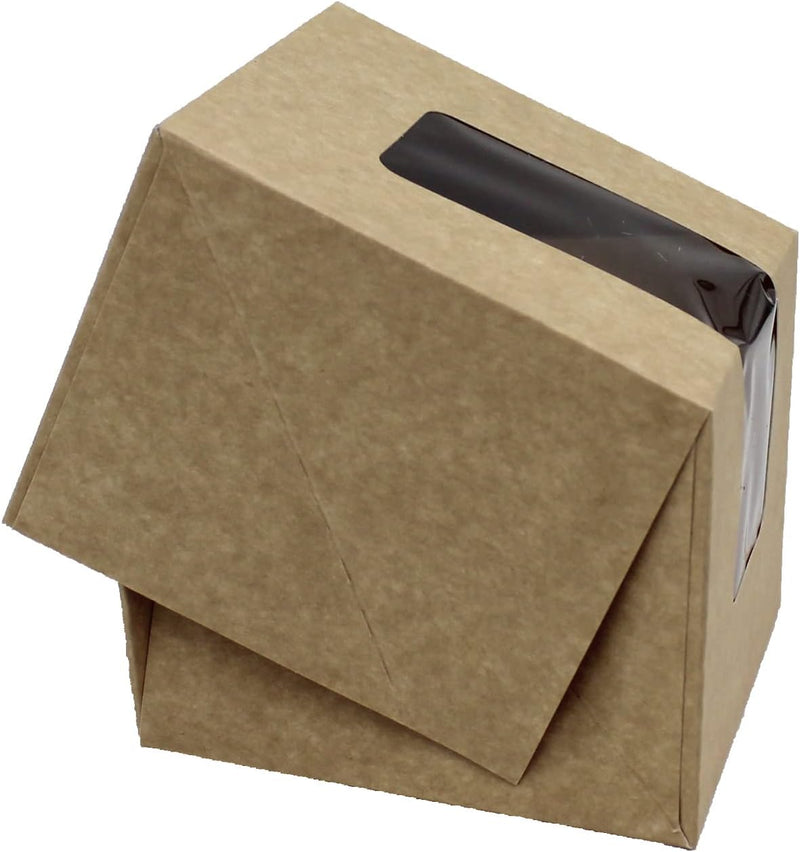 BAMI Tortenkarton | Kuchenkarton | Konditorkarton | Tortenbox | Vollpappe, braun mit Sichtfensterdec