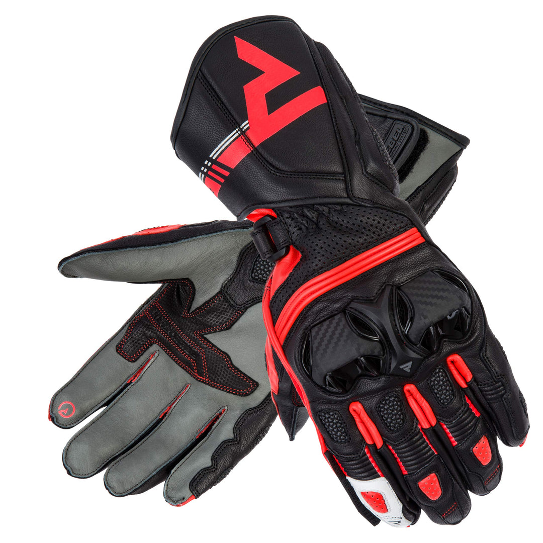 REBELHORN ST Long Leder Motorradhandschuhe für Männer Superfabric Panels SAS-TEC Schaumstoffplatten