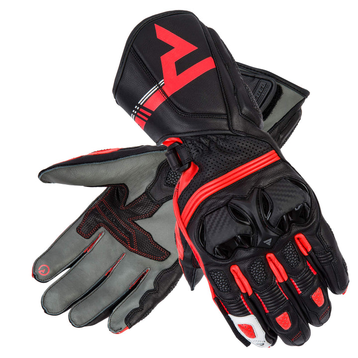 REBELHORN ST Long Leder Motorradhandschuhe für Männer Superfabric Panels SAS-TEC Schaumstoffplatten