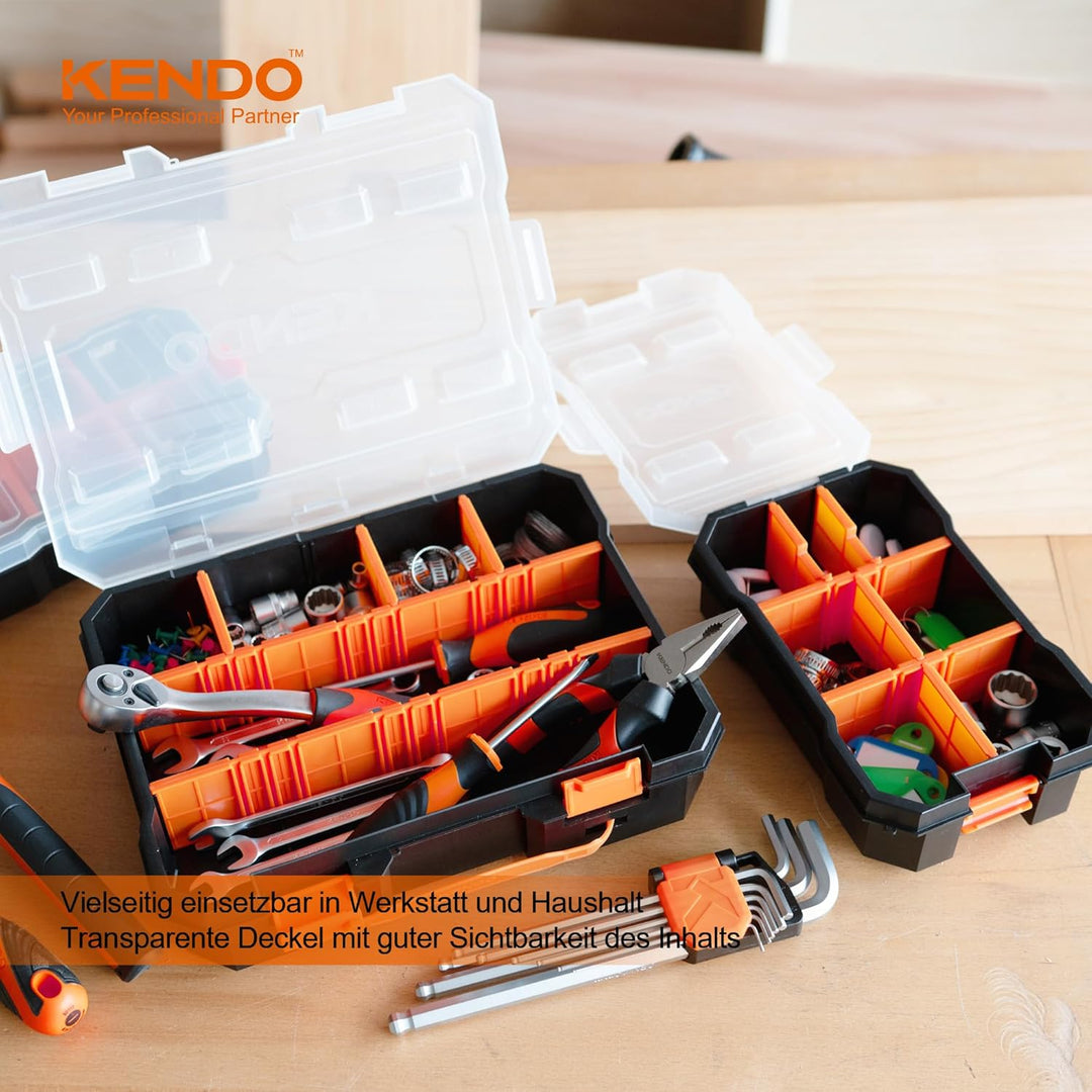KENDO Sortierboxen für Kleinteile Set - 3-teilig - Sortimentskasten Schraubenbox Sortierkasten Sorti