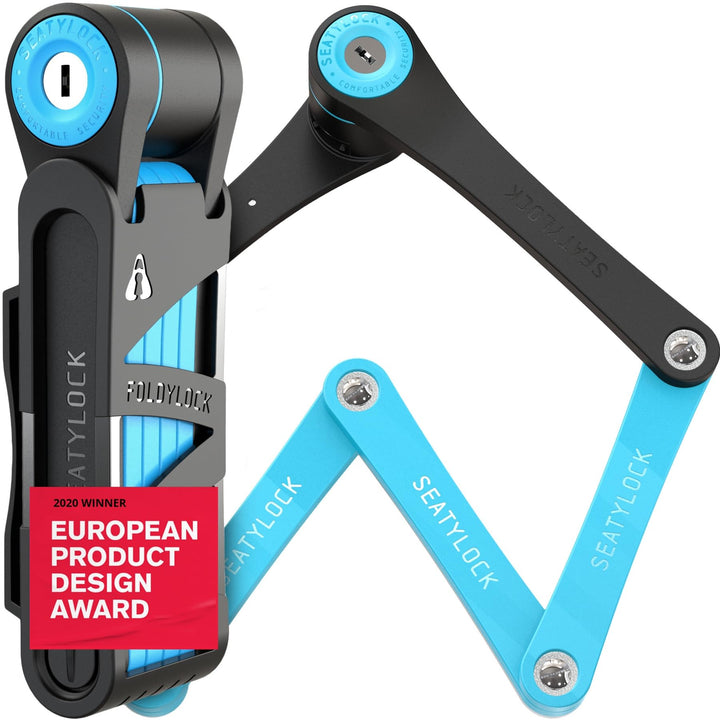 FoldyLock Compact Fahrrad Faltschloss – Patentiertes Testsieger Fahrradschloss mit Schlüssel und Hal