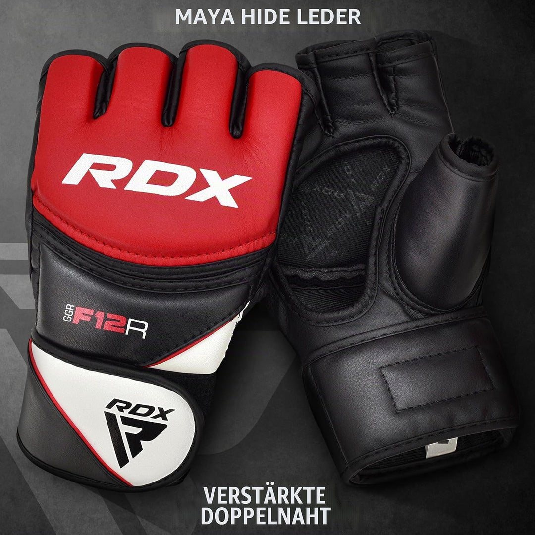 RDX Profi MMA Handschuhe Grappling Sparring Training, Maya Hide Leder, Kickboxen Kampfsport Gepolste