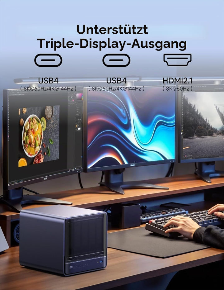 MINIS FORUM N5 Pro Desktop-NAS mit 5 Einschüben, AMD Ryzen AI 9 HX PRO 370 (12C/24T), 16 GB DDR5, 12