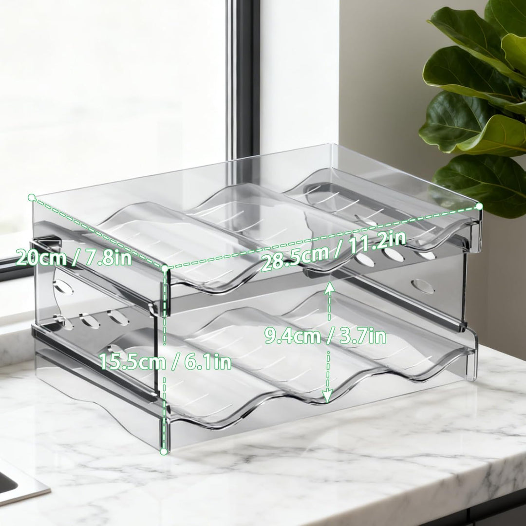 Flaschenregal Kühlschrank Stapelbarer 2 Tier 6 Flaschen Organizer Schrank Weinregal Weinflaschenhalt