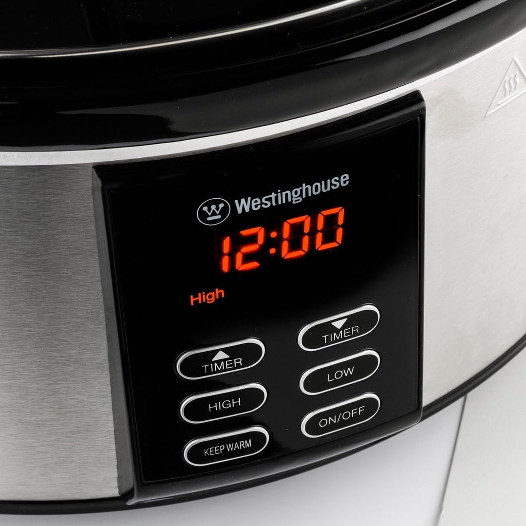 Westinghouse Slow Cooker 6,5 Liter - Schongarer Kochtopf aus Edelstahl, mit Warmhaltefunktion, Cool-